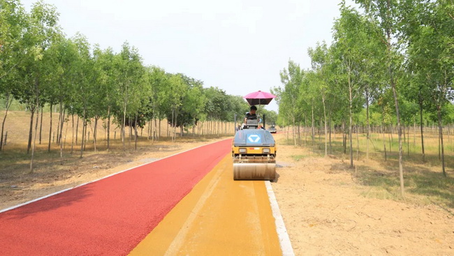 MK网XMR303S压路机开封市黄河故道旁的彩虹跑道修筑